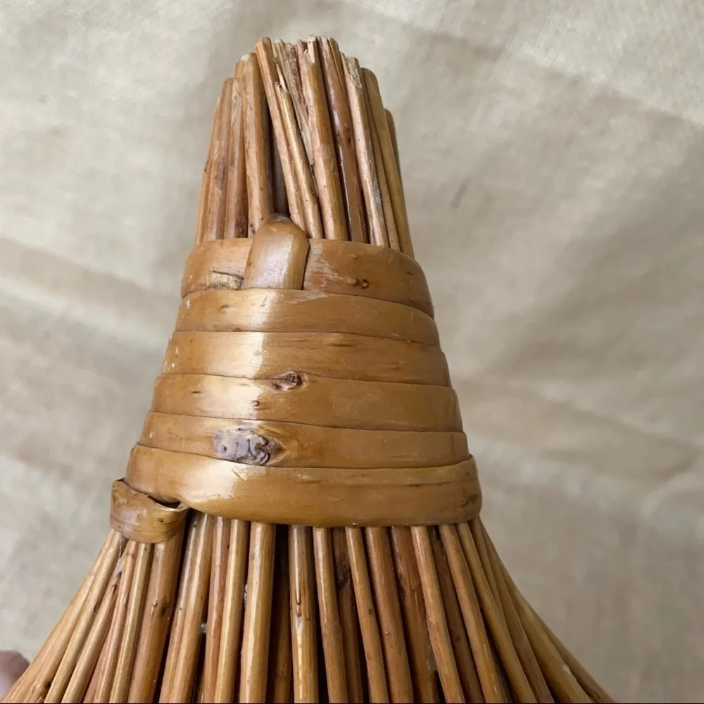 Vintage Handmade Bamboo Rattan Gathering Egg Basket Boho Farmhouse